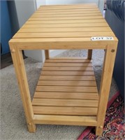 Wooden Slat Side Table w/ Bottom Shelf