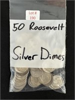 50 Roosevelt Silver Dimes (Pre 1964)
