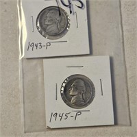 1943 & 1945 Silver War Nickels