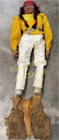 Wooden Indian doll-38"long & leather vest