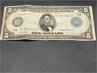 1914 $5 Dollar Bill Redeemable in Gold Coin