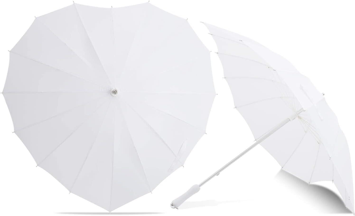 AoGV White Heart Shaped Wedding Parasol