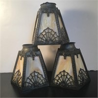 3 SLAG GLASS LAMPSHADES