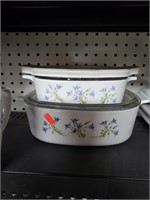 2 Corning Ware Blue Dysk Casserole Dishes & 4