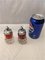 Indiana Glass Ruby Red Diamond S&P Shakers