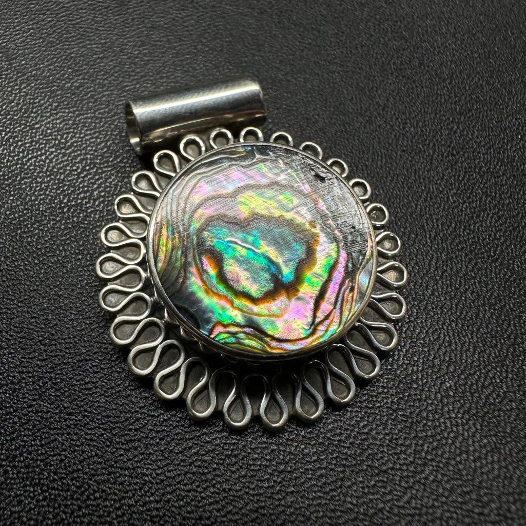 Sterling Silver Mother of Pearl Round Pendant