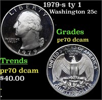 Proof 1979-s ty 1 Washington Quarter 25c Grades GE