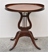 Mahogany Lyre Harp Occasional Side Table
