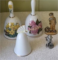 wade porcelain & porcelain bells, pewter figurine