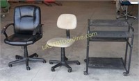 2 Rolling Office Chairs & Rolling Desk