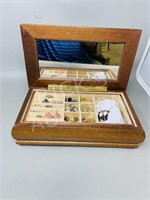 wooden jewelry box w/ contents