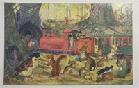 Vintage PPC Postcard Molly Brett Train!