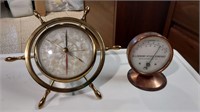 Antique Thermometer & Vtg barometer