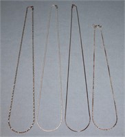 (4) Sterling Silver Chains, 28.5g