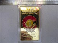 Gold Clad, Colorado Amendment 64 Ingot