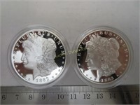 Two, 1-1882cc & 1-1883cc Silver Dollar Copies