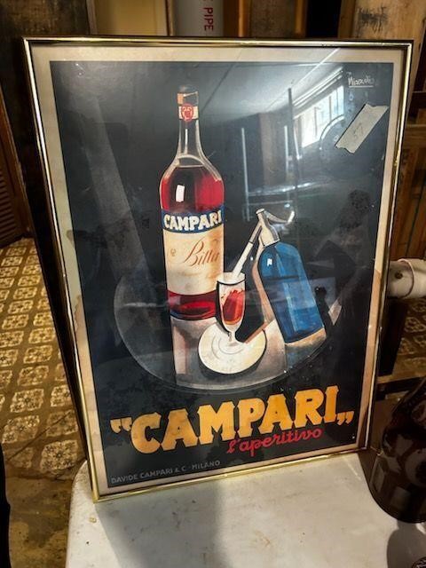Framed Campari wine poster