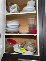 CONTENTS OF UPPER CABINET MISC DISHES AND BOWLS