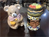 (2x) Bear and Jamaican Woman Cookie Jars
