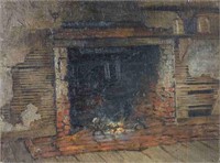 Harry Roseland Oil on Canvas Old Fireside