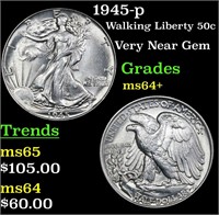 1945-p Walking Liberty 50c Grades Choice+ Unc