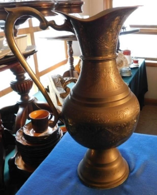 Large Decorative Brass Urn - 19" H