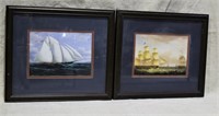 "Clipper Ships" 2 Framed Prints 16x14"
