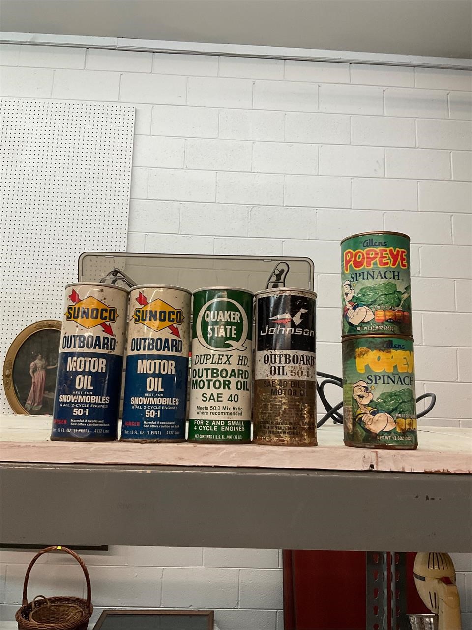 Vintage Outboard Motor Oil Cans and Popeyes