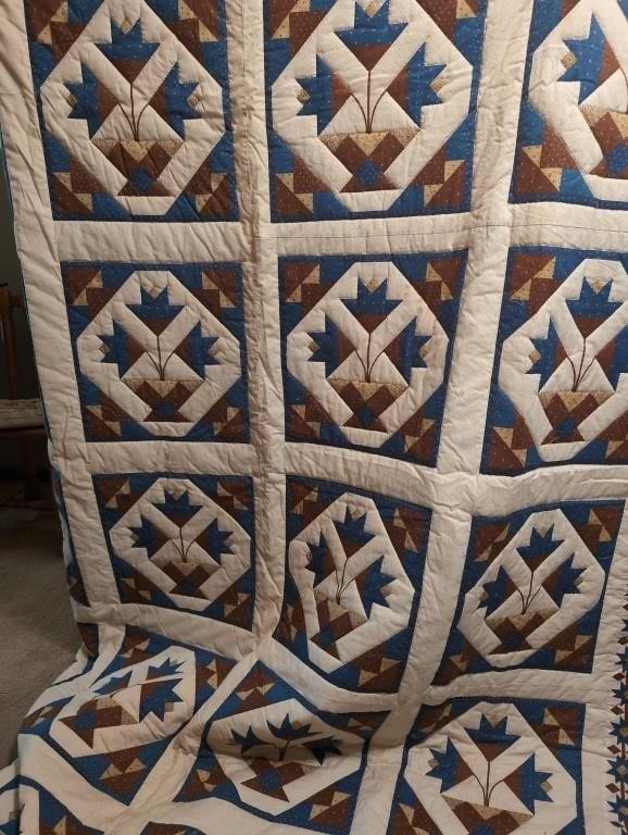 Printed quilt, not pieced, hand quilted