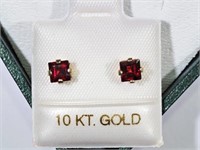 10 kt. Gold with Genuine Garnet Earrings