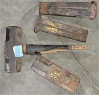 2 10lb sledgehammer and 2 steel wedges -no handles