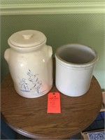 Crock and ceramic lidded jar