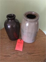 Stoneware churn & vase