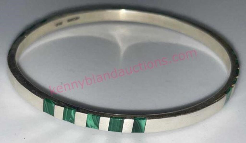 Mexico .950 Malachite bangle bracelet (20.8g)