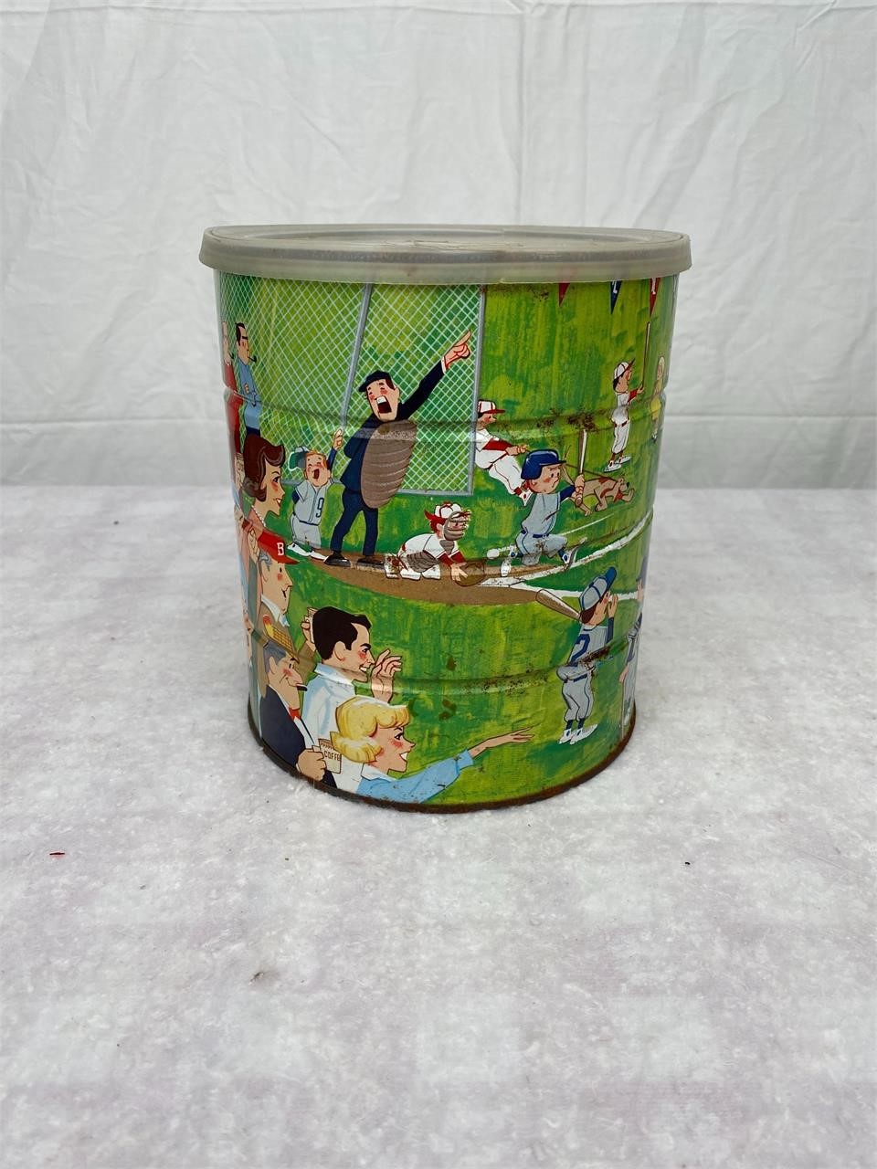 1950s BUTTERNUT Coffee Youth Baseball Can w/ Lid