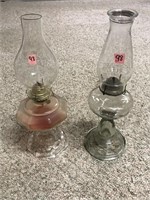 Two 19"H Vintage Oil Lamps