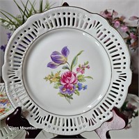 Vintage Schwarzenhammer Lattice Floral Plate