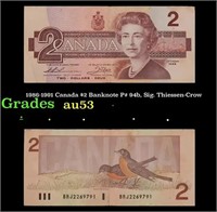 1986-1991 Canada $2 Banknote P# 94b, Sig. Thiessen