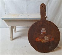 Wooden Stool & Bread Board