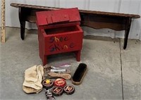 Shoe shine kit and pine shelf