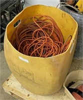 Yellow Plastic Tub w/ Electrical Cords