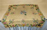 ANTIQUE BEADED TAPESTERY TABLE COVER: