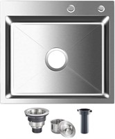 Stainless Steel Single Bowl 2-Hole Kitchen Sink,