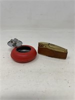 Vintage lighter, and pocket ashtray, both marked