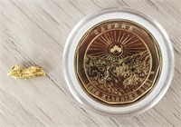 Natural Alaska Gold Rush Nugget & Annv Coin #3