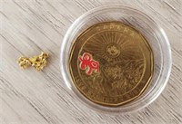 Natural Alaska Gold Rush Nugget & Annv Coin #4