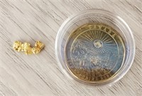 Natural Alaska Gold Rush Nugget & Annv. Coin #1