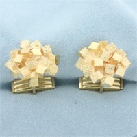 Abstract Cube Modern Design Cufflinks in 14k Yello