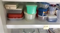 Shelf lot of  Plasticware