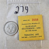 1959 Hawaiian Statehood So Called Silver Half Doll